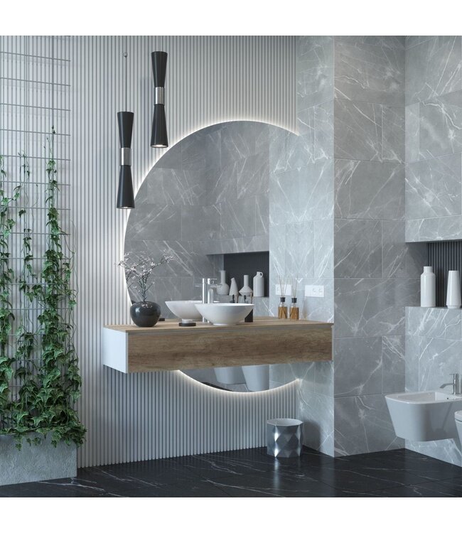 Gliss Design Calypso Onderkast Grijs Eiken 140 cm Badmeubel met topblad