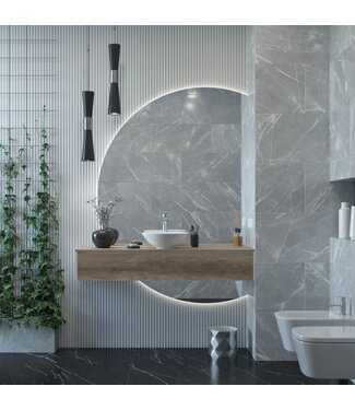 GLISS DESIGN Gliss Design Calypso Onderkast Grijs Eiken 120 cm Badmeubel met topblad