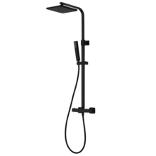 Opbouw Regendoucheset Donna Mat Zwart Vierkant Opbouw Regendouche 20cm Thermostaatkraan Glijstang Handdouche