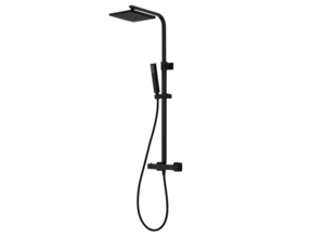 Opbouw Regendoucheset Donna Mat Zwart Vierkant Opbouw Regendouche 20cm Thermostaatkraan Glijstang Handdouche