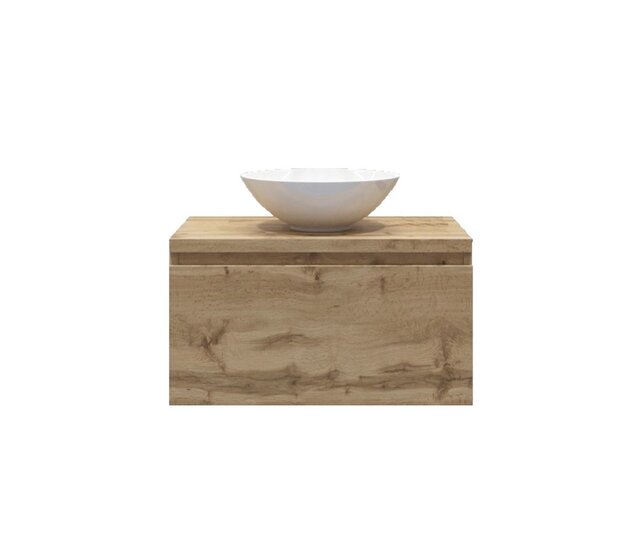 Gliss Design Eros Badkamermeubel met Topblad Rustiek Eiken 70cm MDF 1 sofclose lade Gliss Design Eros Badkamermeubel met Topblad Rustiek Eiken 70cm MDF 1 sofclose lade