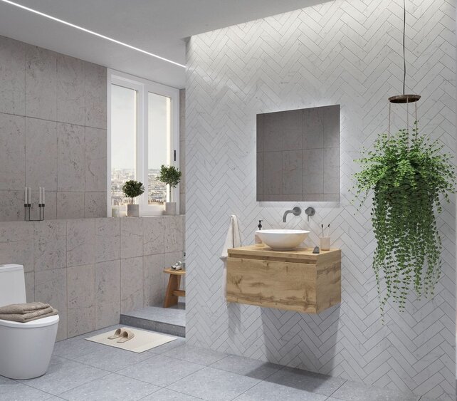 Gliss Design Eros Badkamermeubel met Topblad Rustiek Eiken 70cm MDF 1 sofclose lade Gliss Design Eros Badkamermeubel met Topblad Rustiek Eiken 70cm MDF 1 sofclose lade