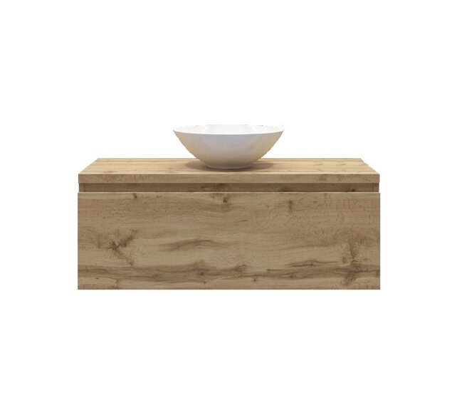 Gliss Design Eros Badkamermeubel met Topblad Rustiek Eiken 100cm MDF 1 sofclose lade Gliss Design Eros Badkamermeubel met Topblad Rustiek Eiken 100cm MDF 1 sofclose lade