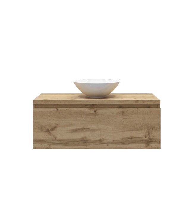 Gliss Design Eros Badkamermeubel met Topblad Rustiek Eiken 120cm MDF 1 sofclose lade