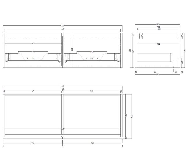 Gliss Design Eros Badkamermeubel met Topblad Rustiek Eiken 120cm MDF 2 sofclose lade