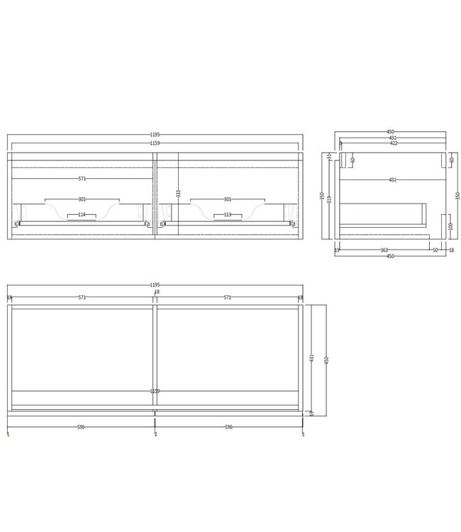 Gliss Design Eros Badkamermeubel met Topblad Rustiek Eiken 120cm MDF 2 sofclose lade