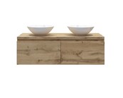 Gliss Design Eros Badkamermeubel met Topblad Rustiek Eiken 120cm MDF 2 sofclose lade