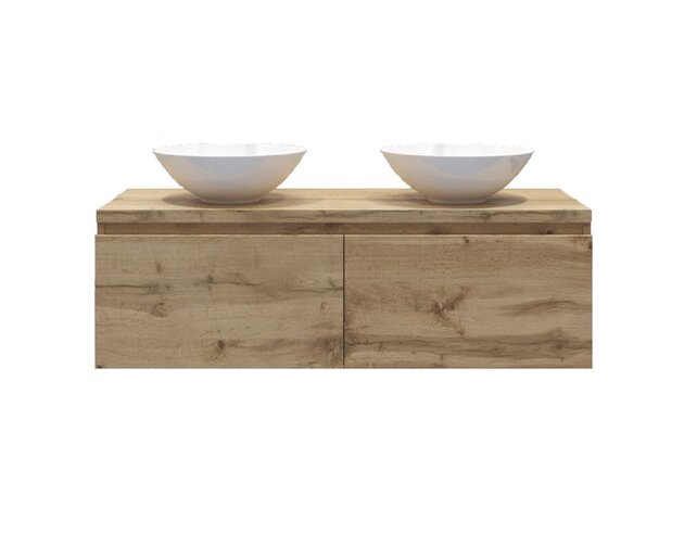 Gliss Design Eros Badkamermeubel met Topblad Rustiek Eiken 120cm MDF 2 sofclose lade