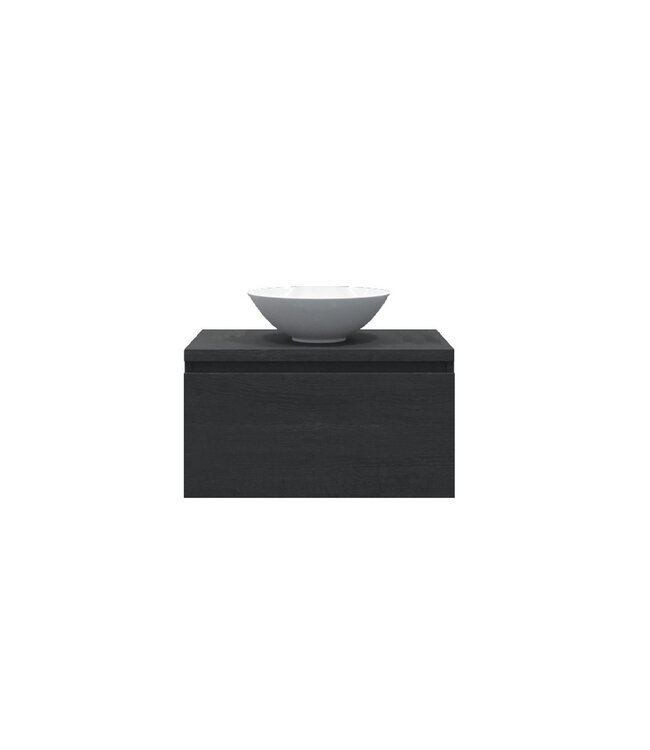 Gliss Design Eros Badkamermeubel met Topblad Zwart Eiken 70cm MDF 1 sofclose lade