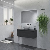 Gliss Design Eros Badkamermeubel met Topblad Zwart Eiken 100cm MDF 1 sofclose lade Gliss Design Eros Badkamermeubel met Topblad Zwart Eiken 100cm MDF 1 sofclose lade