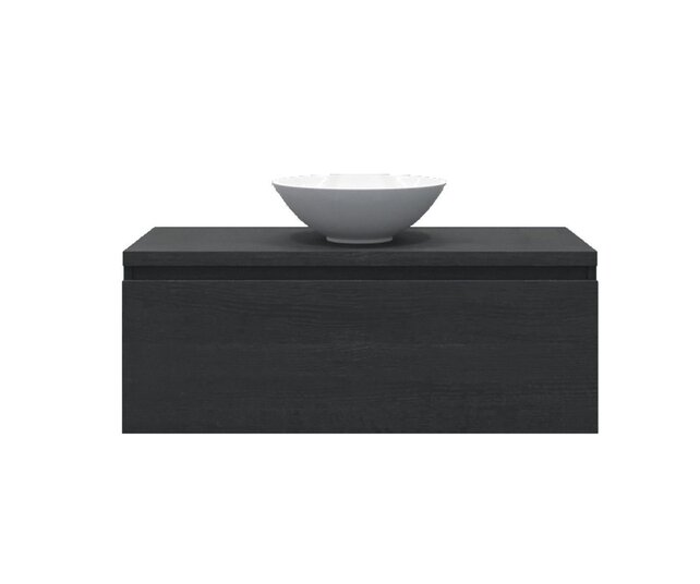 Gliss Design Eros Badkamermeubel met Topblad Zwart Eiken 120cm MDF 1 sofclose lade