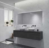 Gliss Design Eros Badkamermeubel met Topblad Zwart Eiken 180cm MDF 2 sofclose lades