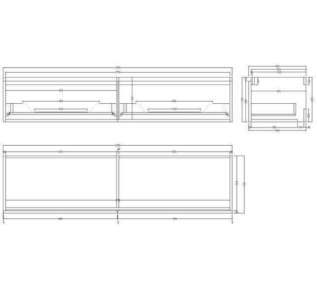Gliss Design Eros Badkamermeubel met Topblad Zwart Eiken 180cm MDF 2 sofclose lades