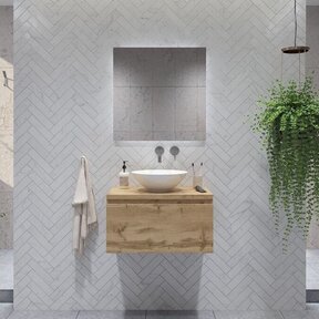 Gliss Design Eros Badkamermeubel met Topblad Rustiek Eiken 60cm MDF 1 sofclose lade