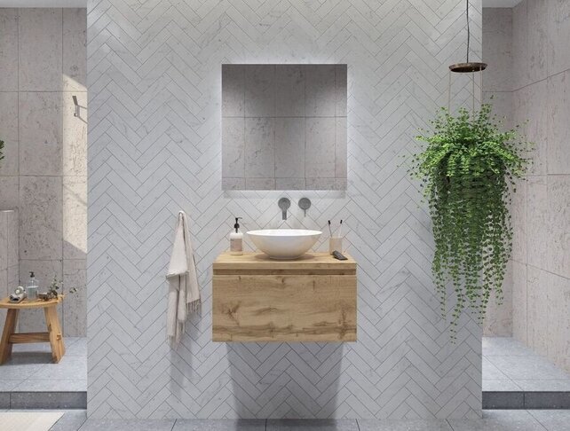 Gliss Design Eros Badkamermeubel met Topblad Rustiek Eiken 80cm MDF 1 sofclose lade Gliss Design Eros Badkamermeubel met Topblad Rustiek Eiken 80cm MDF 1 sofclose lade