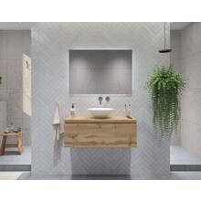 Gliss Design Eros Badkamermeubel met Topblad Rustiek Eiken 90cm MDF 1 sofclose lade