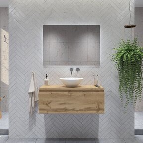 Gliss Design Eros Badkamermeubel met Topblad Rustiek Eiken 100cm MDF 1 sofclose lade