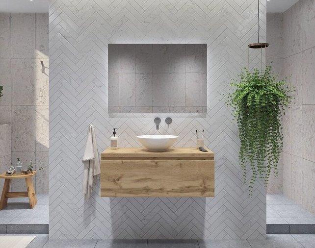 Gliss Design Eros Badkamermeubel met Topblad Rustiek Eiken 100cm MDF 1 sofclose lade Gliss Design Eros Badkamermeubel met Topblad Rustiek Eiken 100cm MDF 1 sofclose lade