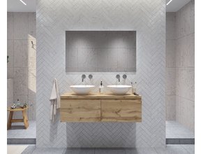 Gliss Design Eros Badkamermeubel met Topblad Rustiek Eiken 120cm MDF 2 sofclose lade