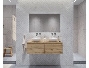 Gliss Design Eros Badkamermeubel met Topblad Rustiek Eiken 140cm MDF 2 sofclose lade