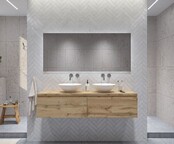 Gliss Design Eros Badkamermeubel met Topblad Rustiek Eiken 160cm MDF 2 sofclose lade