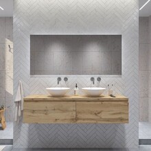 Gliss Design Eros Badkamermeubel met Topblad Rustiek Eiken 160cm MDF 2 sofclose lade