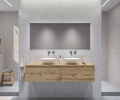 Gliss Design Eros Badkamermeubel met Topblad Rustiek Eiken 180cm MDF 2 sofclose lade Gliss Design Eros Badkamermeubel met Topblad Rustiek Eiken 180cm MDF 2 sofclose lade