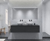 Gliss Design Eros Badkamermeubel met Topblad Zwart Eiken 180cm MDF 2 sofclose lades