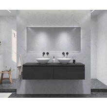 Gliss Design Eros Badkamermeubel met Topblad Zwart Eiken 180cm MDF 2 sofclose lades