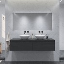 Gliss Design Eros Badkamermeubel met Topblad Zwart Eiken 160cm MDF 2 sofclose lades