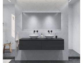 Gliss Design Eros Badkamermeubel met Topblad Zwart Eiken 160cm MDF 2 sofclose lades