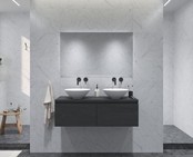 Gliss Design Eros Badkamermeubel met Topblad Zwart Eiken 140cm MDF 2 sofclose lades