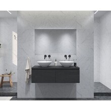 Gliss Design Eros Badkamermeubel met Topblad Zwart Eiken 140cm MDF 2 sofclose lades