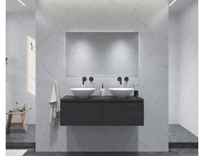Gliss Design Eros Badkamermeubel met Topblad Zwart Eiken 120cm MDF 2 sofclose lades