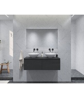 GLISS DESIGN Gliss Design Eros Badkamermeubel met Topblad Zwart Eiken 120cm MDF 2 sofclose lades