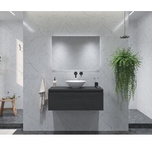 Gliss Design Eros Badkamermeubel met Topblad Zwart Eiken 120cm MDF 1 sofclose lade