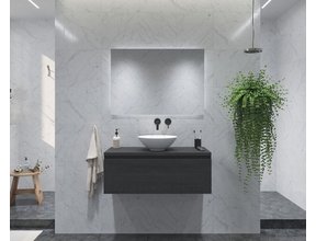 Gliss Design Eros Badkamermeubel met Topblad Zwart Eiken 120cm MDF 1 sofclose lade