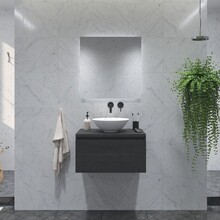 Gliss Design Eros Badkamermeubel met Topblad Zwart Eiken 70cm MDF 1 sofclose lade