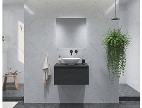 Gliss Design Eros Badkamermeubel met Topblad Zwart Eiken 60cm MDF 1 sofclose lade