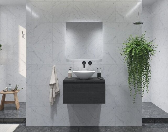 Gliss Design Eros Badkamermeubel met Topblad Zwart Eiken 60cm MDF 1 sofclose lade