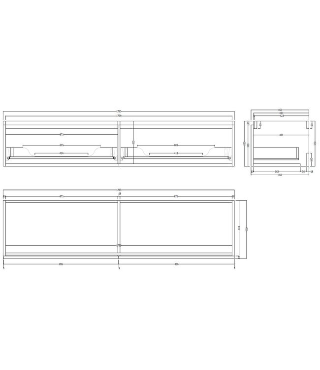 Gliss Design Eros Badkamermeubel met Topblad Mat Zwart 180cm MDF 2 sofclose lades