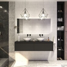 Gliss Design Eros Badkamermeubel met Topblad Mat Zwart 180cm MDF 2 sofclose lades