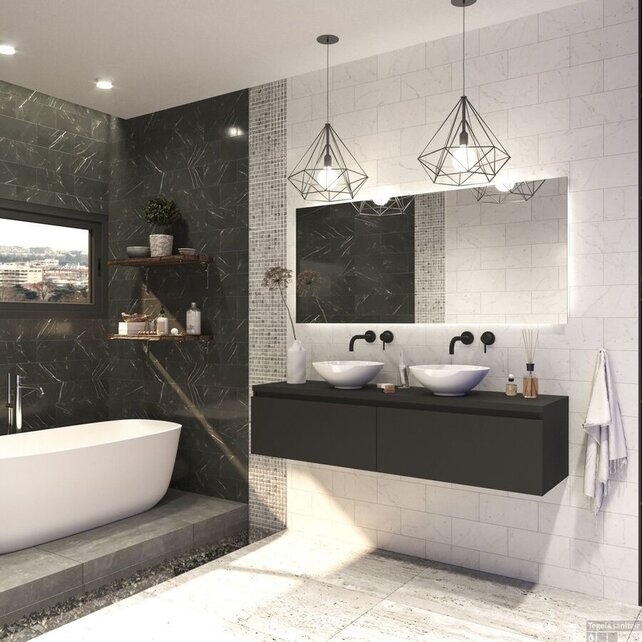 Gliss Design Eros Badkamermeubel met Topblad Mat Zwart 180cm MDF 2 sofclose lades