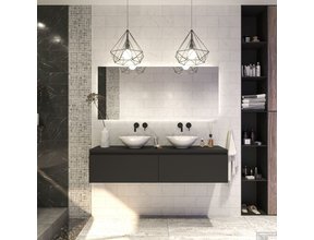 Gliss Design Eros Badkamermeubel met Topblad Mat Zwart 160cm MDF 2 sofclose lades