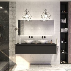 Gliss Design Eros Badkamermeubel met Topblad Mat Zwart 160cm MDF 2 sofclose lades