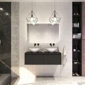 Gliss Design Eros Badkamermeubel met Topblad Mat Zwart 140cm MDF 2 sofclose lades