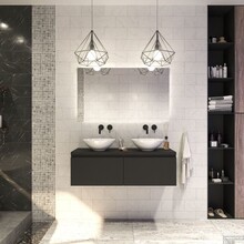 Gliss Design Eros Badkamermeubel met Topblad Mat Zwart 140cm MDF 2 sofclose lades