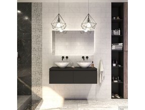 Gliss Design Eros Badkamermeubel met Topblad Mat Zwart 140cm MDF 2 sofclose lades