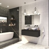 Gliss Design Eros Badkamermeubel met Topblad Mat Zwart 140cm MDF 2 sofclose lades