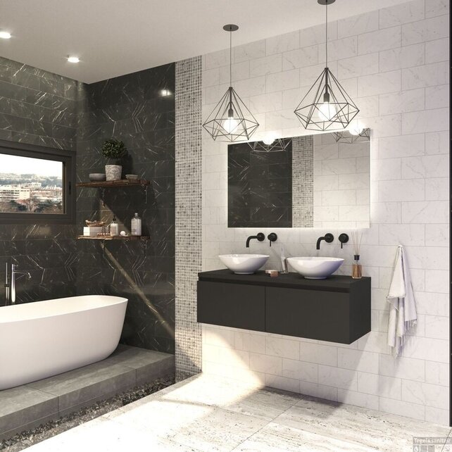 Gliss Design Eros Badkamermeubel met Topblad Mat Zwart 140cm MDF 2 sofclose lades